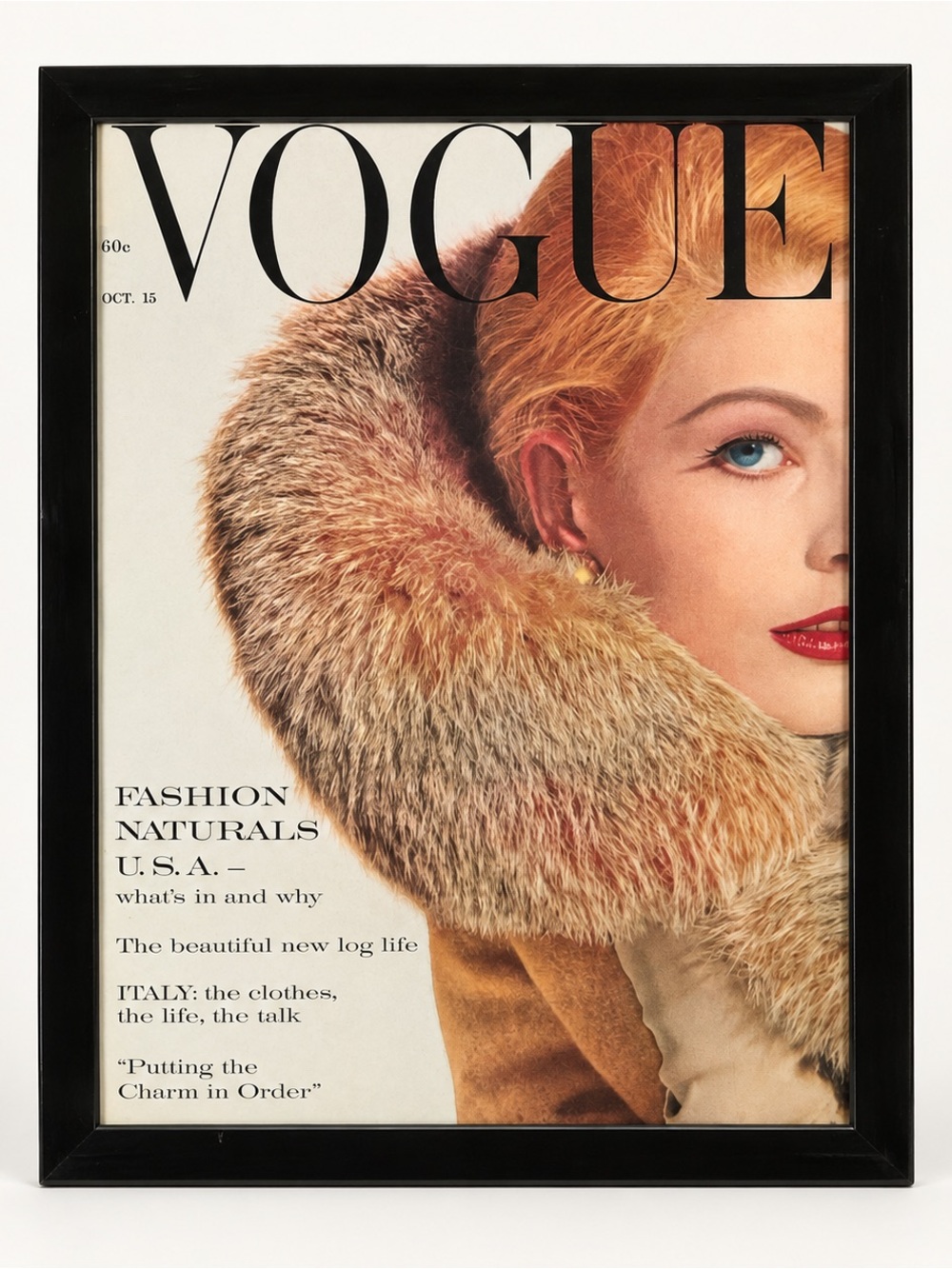 Framed Vogue 1960 Magazine Cover Vintage Fashion Wall Art by Z Gallery